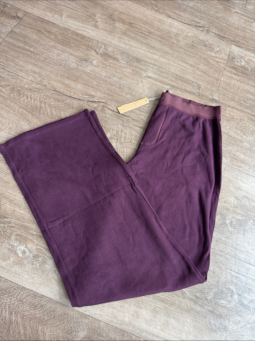 SKIMS Cotton Ribbed Relaxed Pant Currant small‎ New With Tags Lounge Wide Leg